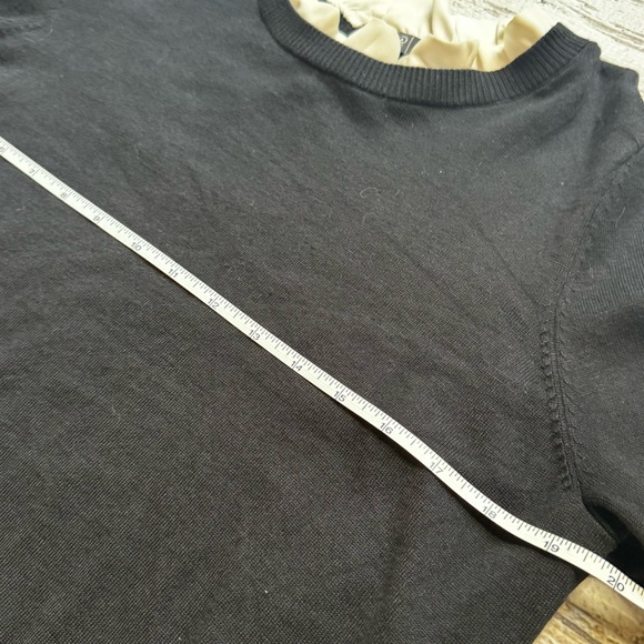 Adrianna Papell Women’s Ruffle Neck Twofer Sweater - Black & White, Size M - Picture 2 of 8